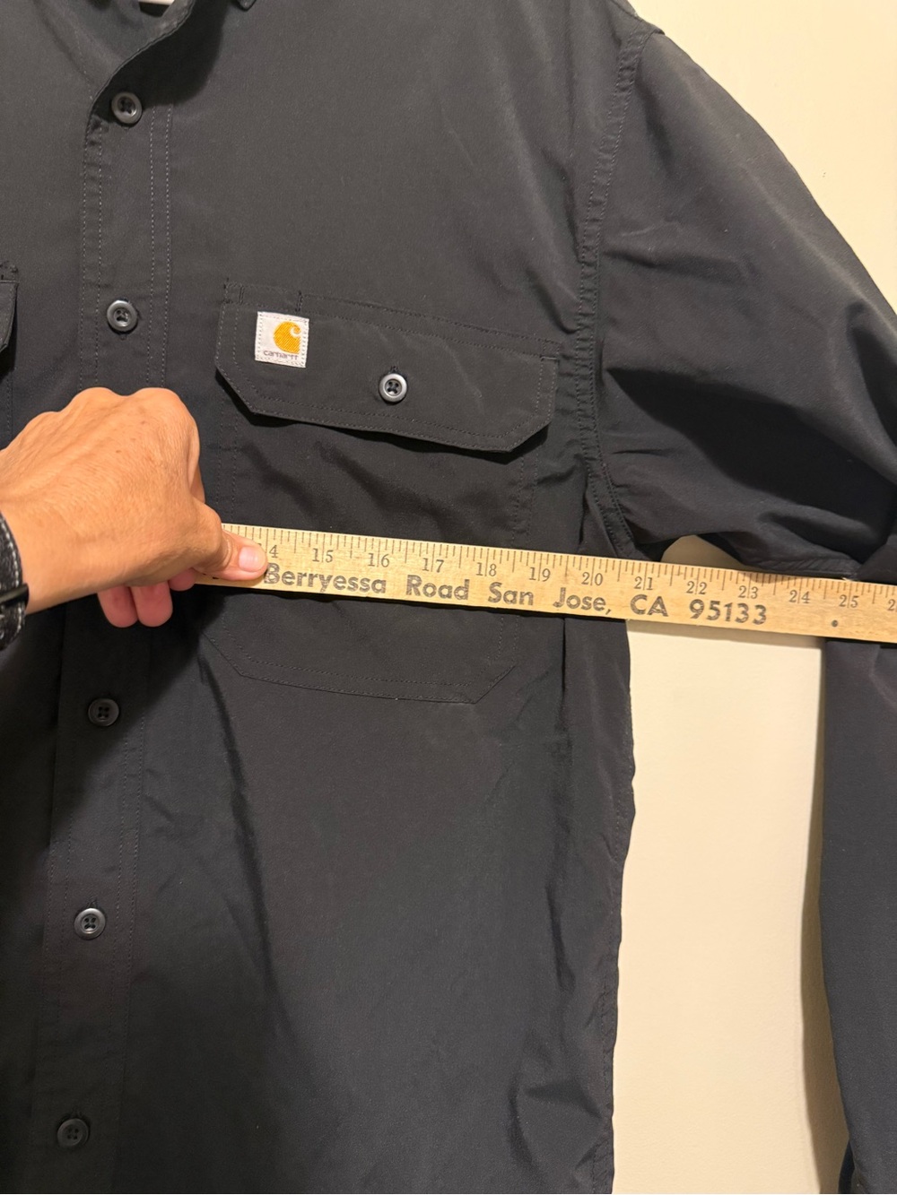 Carhartt Force Relaxed Fit Black Long-Sleeve Work Button-Up Shirt M - Picture 4 of 7